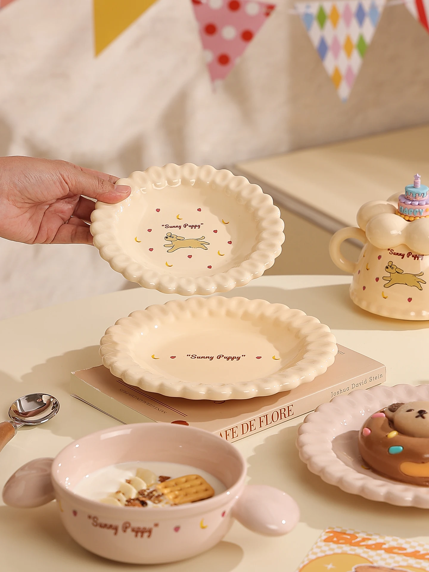 

Cerc Dining Set Cute Cartoon Pattern Diwaer And Microwave Se Pasta Plate Coffee Cup Drinking Water Cup Birthday Gift...