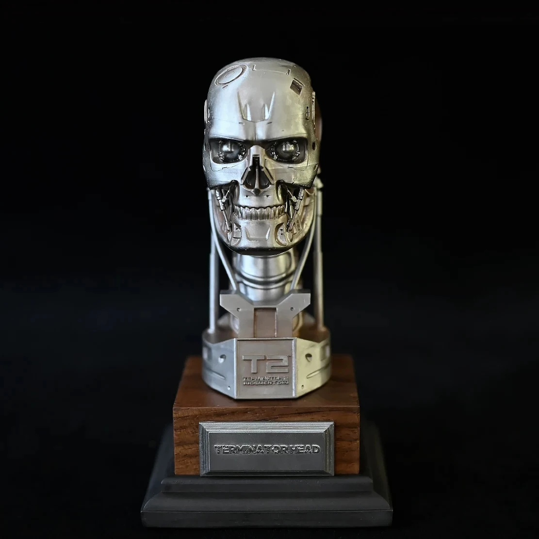 Robot Head 105mm Handmade Resin Statue Terminator Style Desk Decor