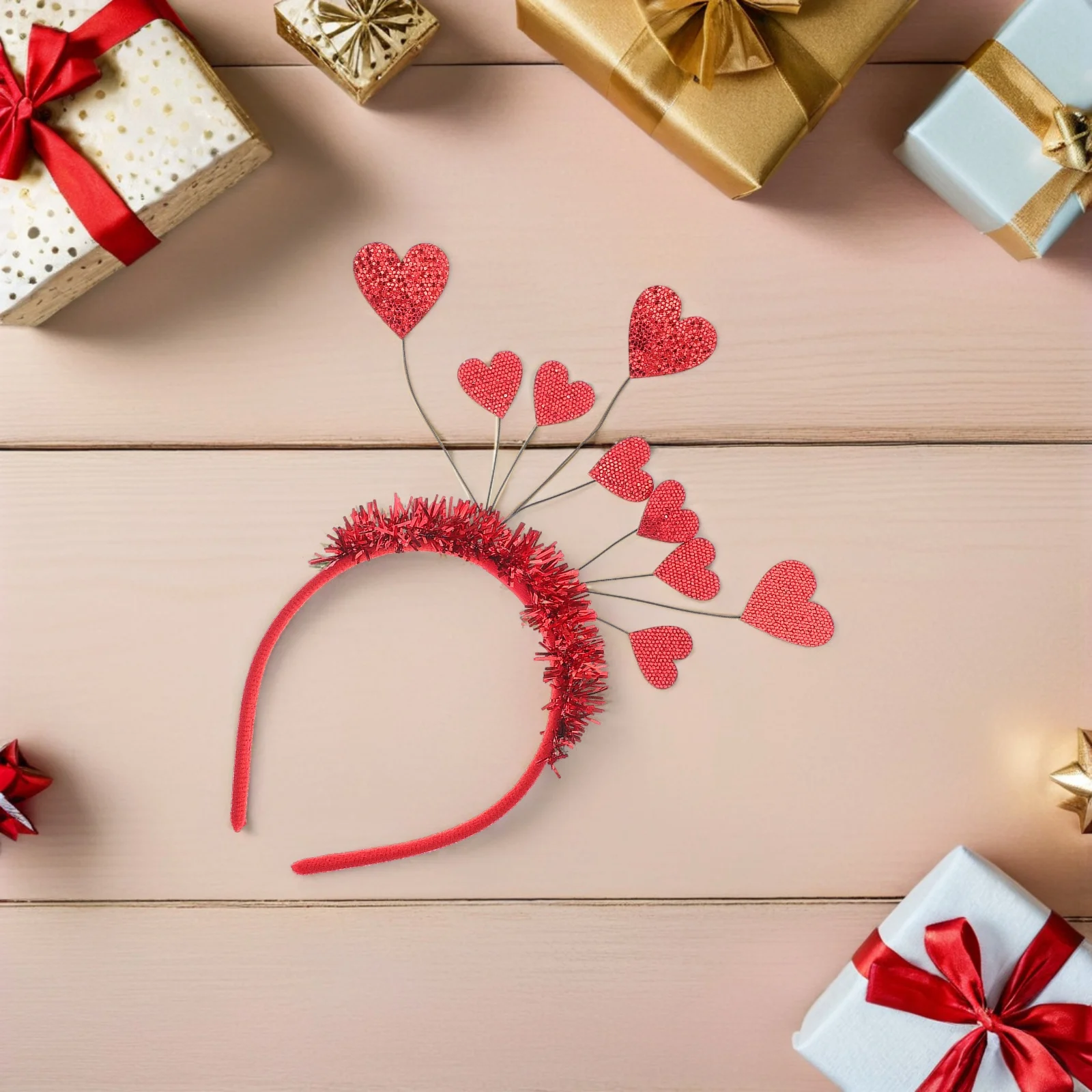 

Hair Band Valentine Day Heart Shaped Headwear Romantic Red Accessory for Women Party Wedding Event