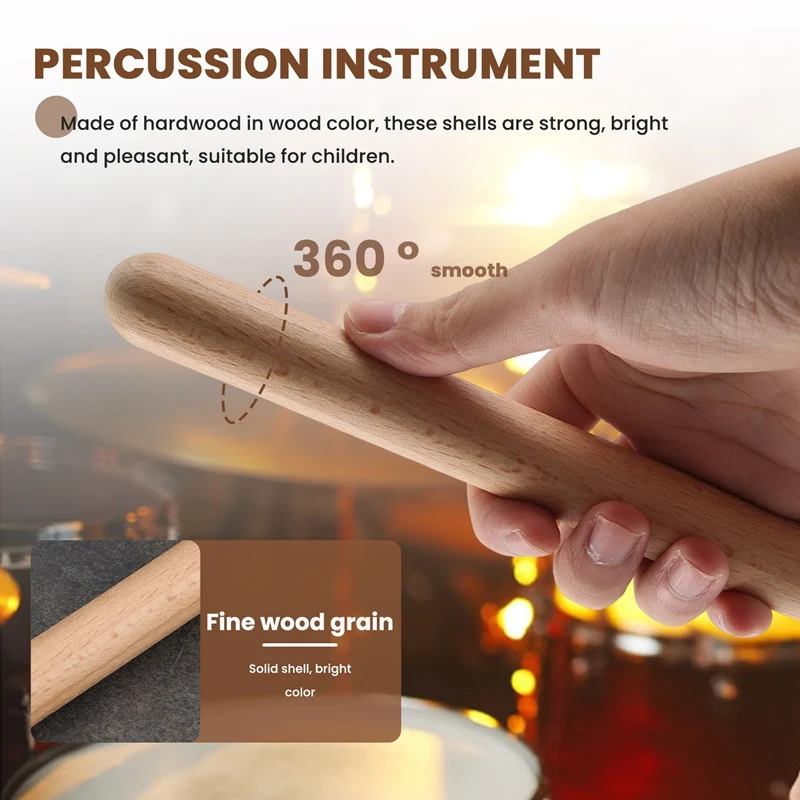 New 6 Pairs Wood Claves Musical Percussion Instrument Rhythm Sticks Percussion Rhythm Sticks Children Musical Toy