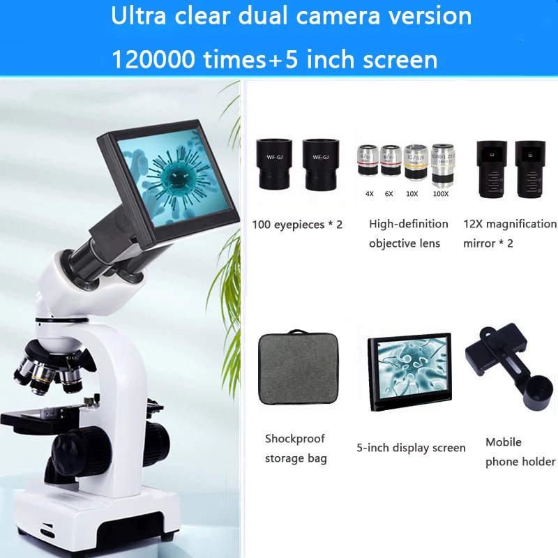 

120000 Times Biological HD Microscope Electron Biology Science Education Experiment High Definition Binocular Optics Microscope