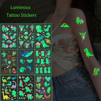 Autocollants de tatouage lumineux, 5 feuilles, faux tatouage...
