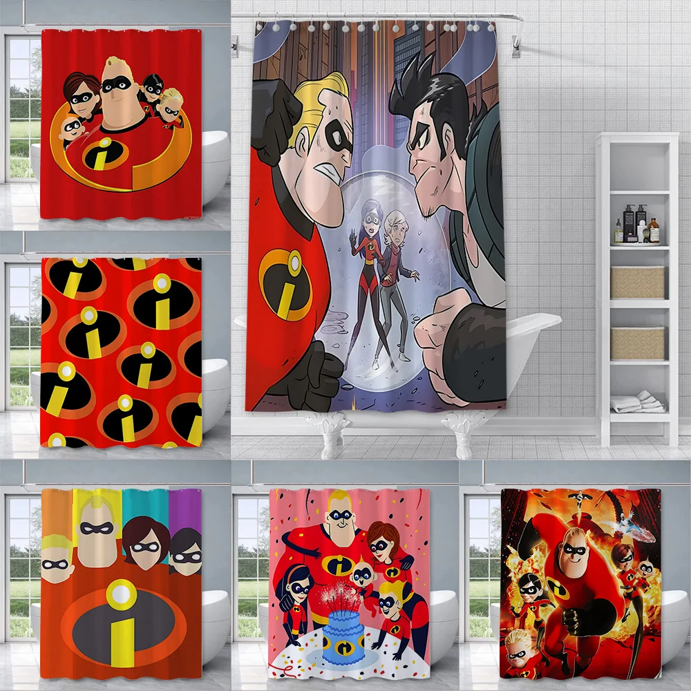 The Incredibles Shower Curtain Waterproof Polyester Fabric Paint Colorful Bath Curtains Home Bathroom Decor Curtain With Hook