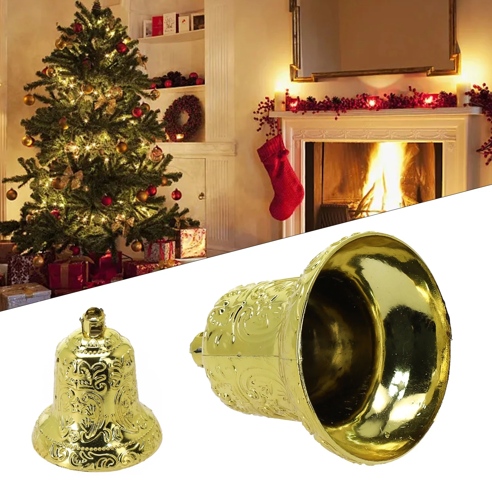 Decorations Christmas Tree Bell With Hanging Hole DIY Craft Projects Electroplated Gold Holiday Decorations Christmas Practical