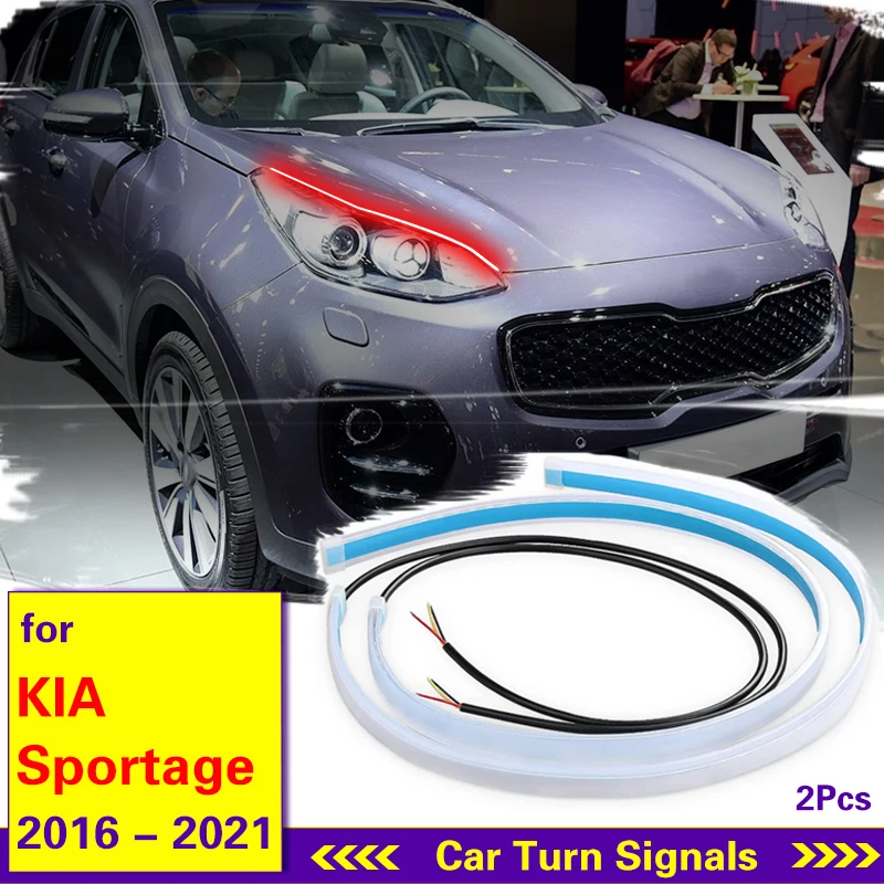 

For Kia Sportage QL 2016-2021 Headlamp Light Guide Strip Scan LED Running Water Light Daytime Running Light Turn Signal Light