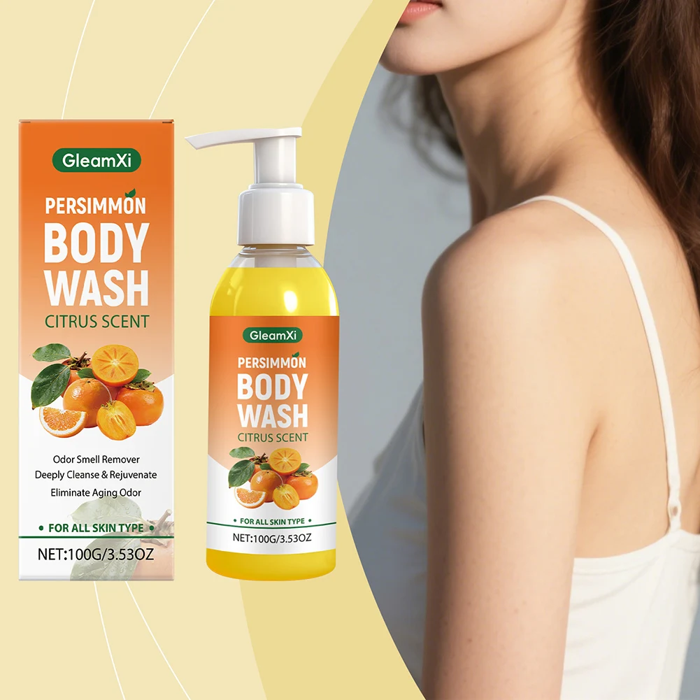 

100g Persimmon Extract Body Wash,Deodorizing Shower Gel For Seniors,Persimmon Extract Skin Cleanser Gentle For All Skin Types