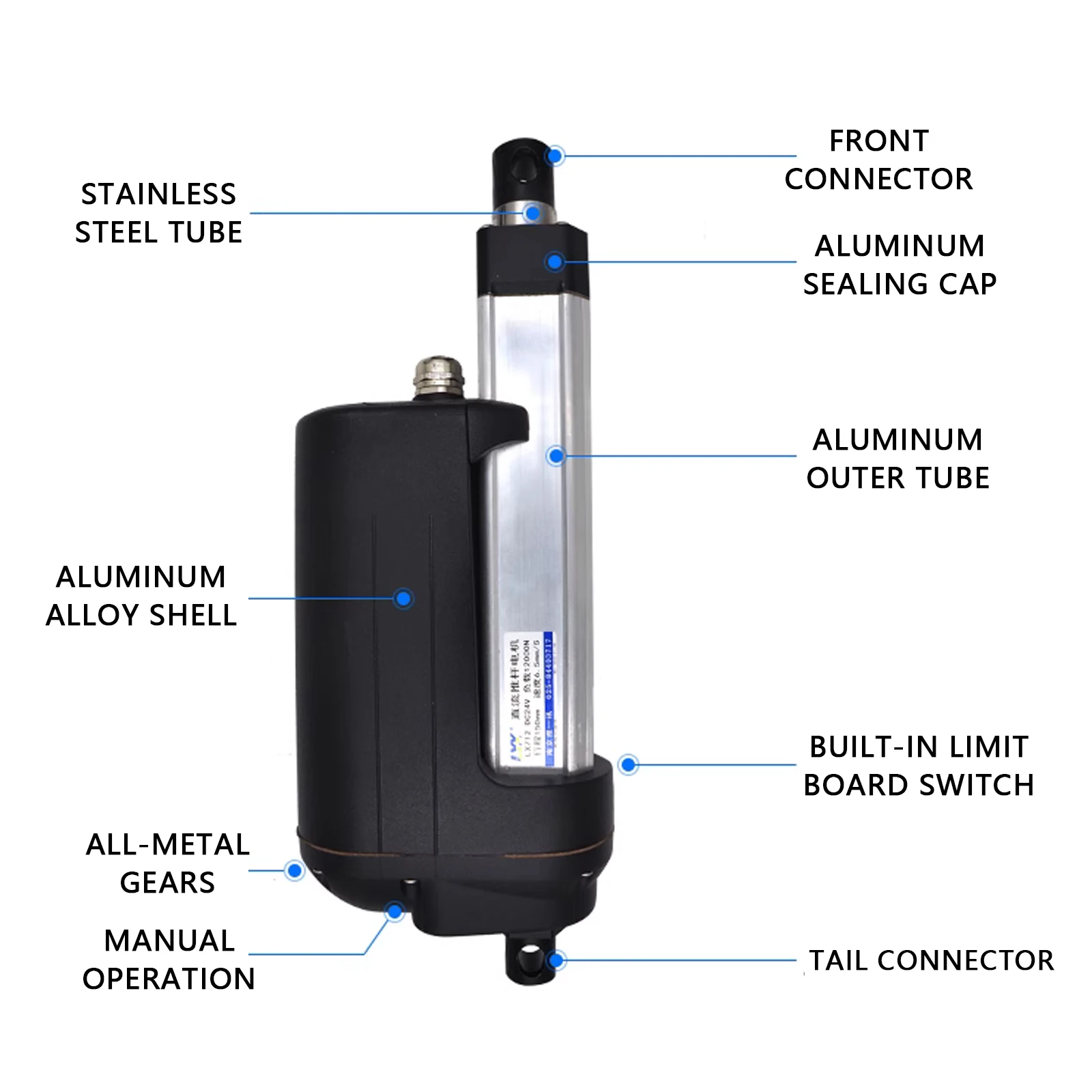 DC24V Linear Actuator Heavy Duty Electric Telescopic Industrial Actuators Selectable Thrust And Stroke Large Thrust Lifter