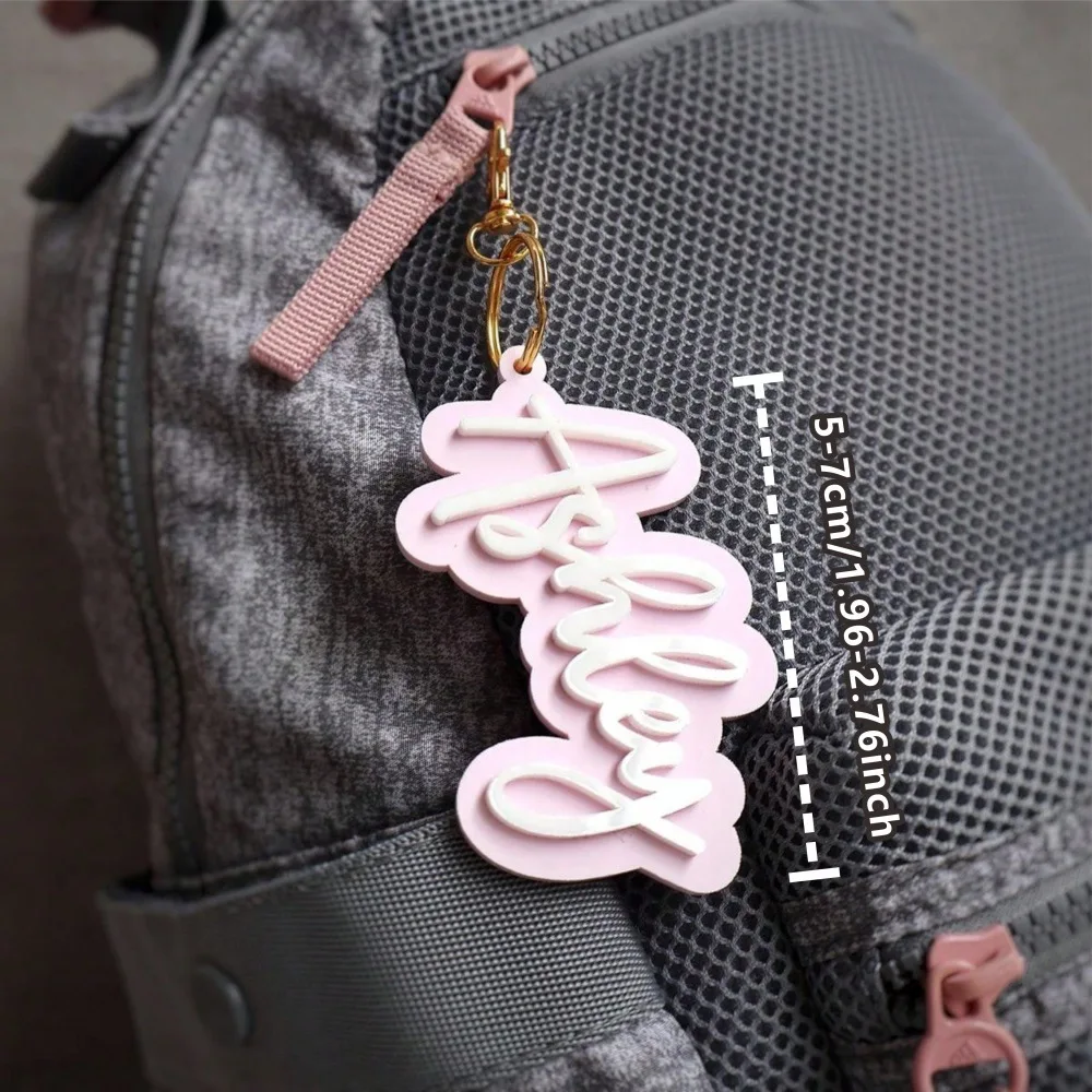 KADRUFI لطيف مخصص ثلاثية الأبعاد اسم سلسلة مفاتيح مصنوعة من الأكريليك الوردي الأزرق الأسود مجلس لوحة شخصية على ظهره على ظهره سيارة مفتاح السيارة #5