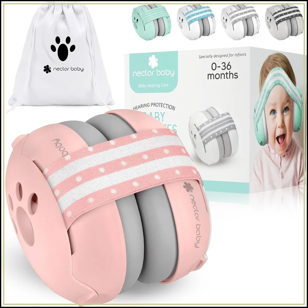 

Baby Ear Muffs Noise Protection 25dB for 0-36 Months, CE & ANSI Certified, Ideal for Airplane, Fireworks & Sleep