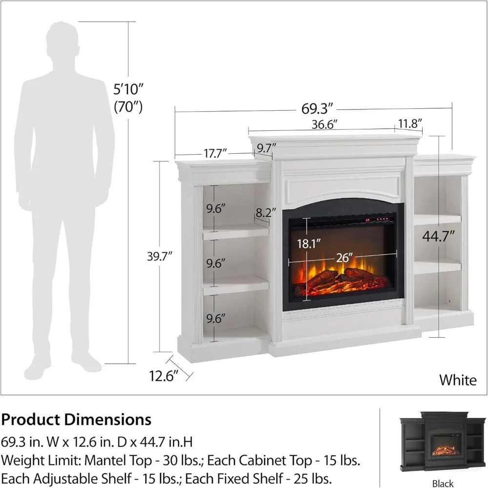 Lamont Mantel Fireplace, White