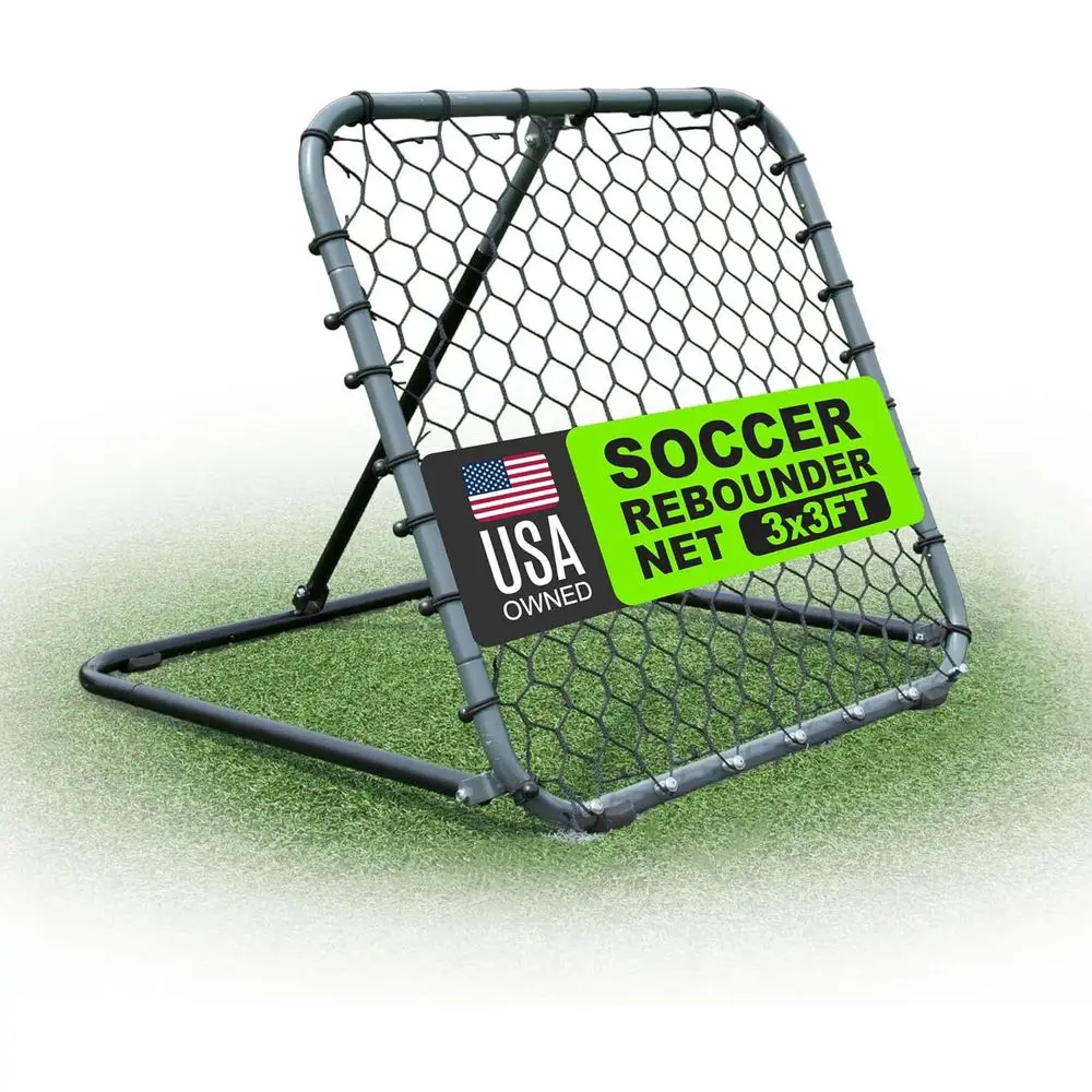 

Adjustable Soccer Ball Rebounder Net - Heavy Duty, Galvanized Steel & Rubber Feet, Ideal for Training on Grass, Turf & Indoor