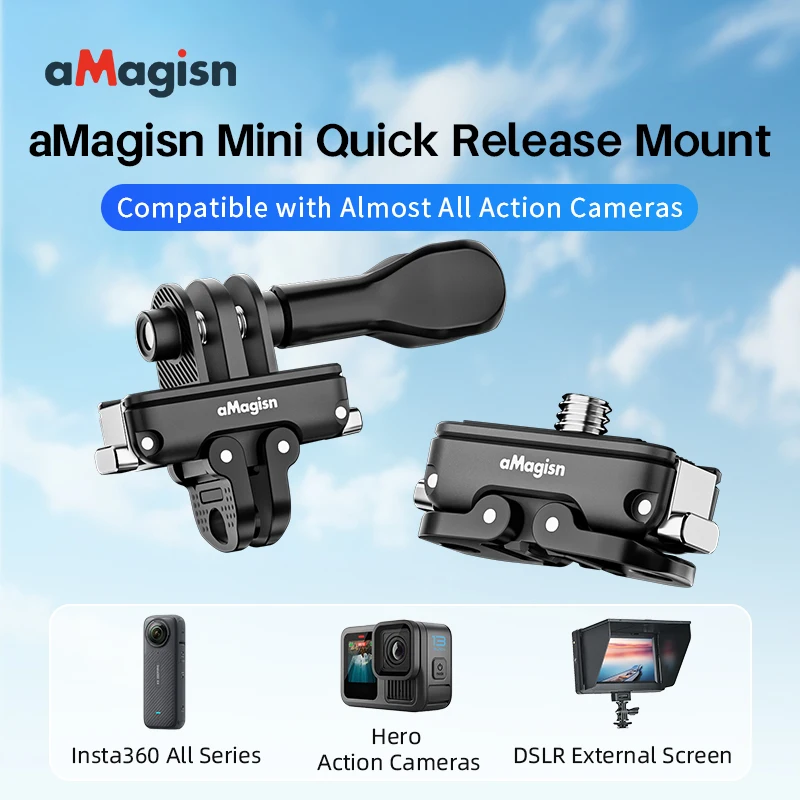 aMagisn Universal Quick Release Set for Gopro Hero 13 12 Insta360 X4 Action Camera, Mini Metal Base Mount for Camera Accessories