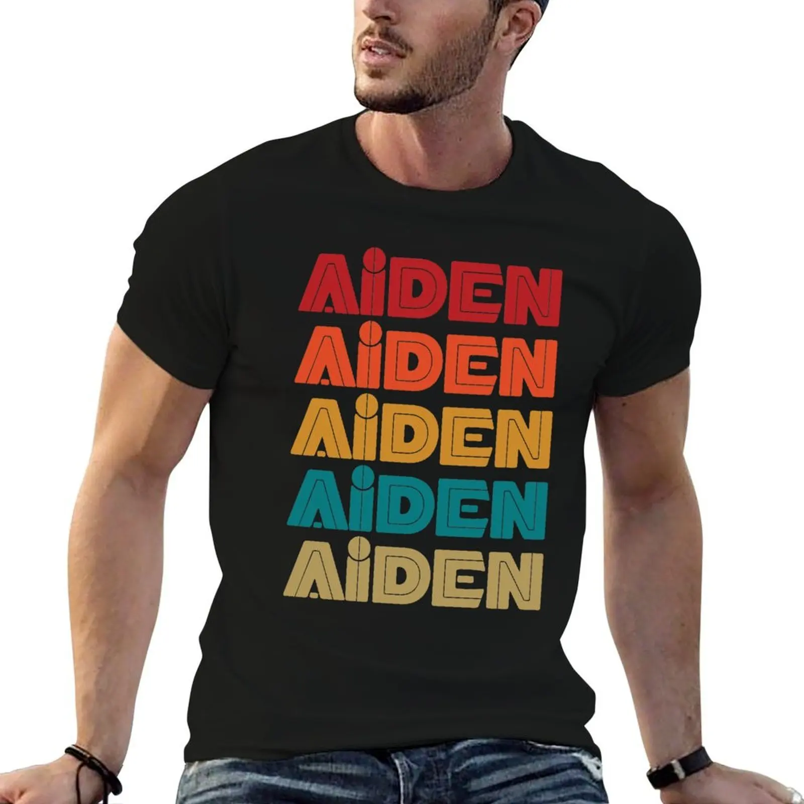 

Aiden Name T-Shirt man t shirt cotton t shirts for man graphic tees T-Shirt