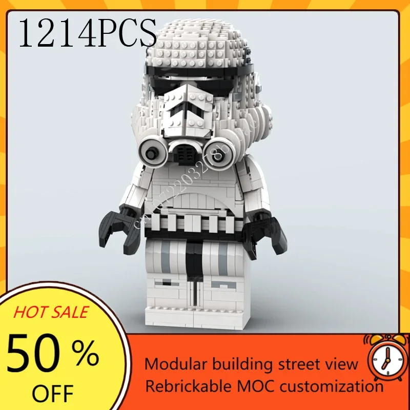 

MOC Space Battle Series Storm trooper helmet Figure Model Custom Puzzles Technology Education DIY Creative Assembly Toy Kid Gift