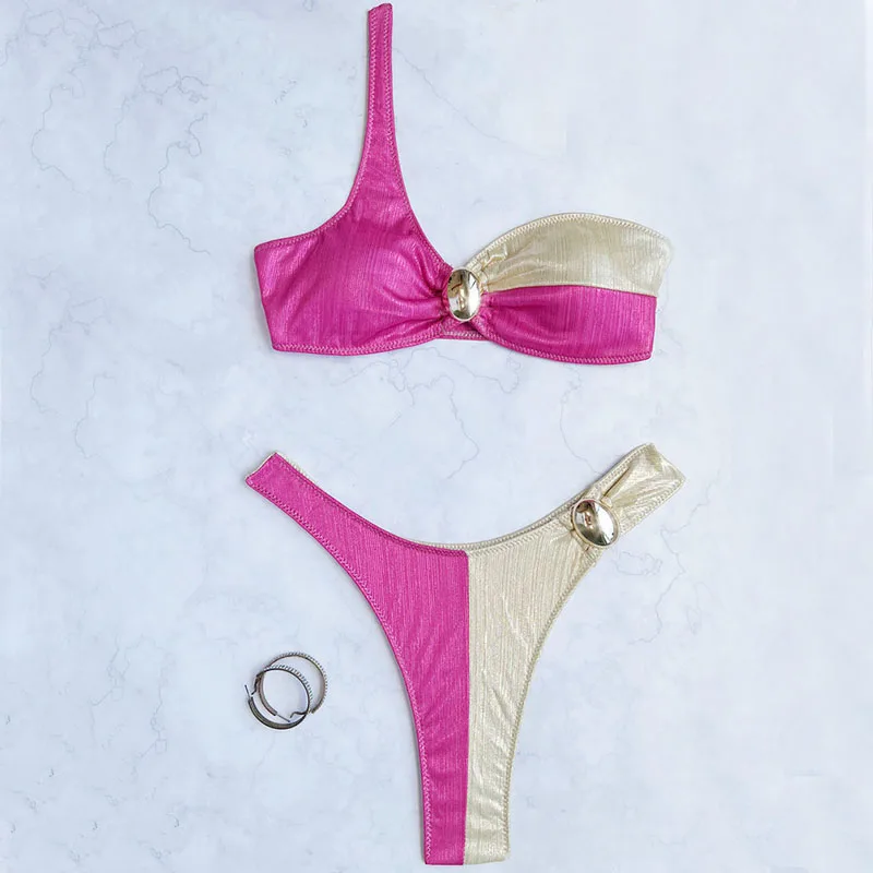 Costume da bagno donna Bikini monospalla Costume da bagno a vita alta Costume da bagno due pezzi Costume da bagno brasiliano da donna Costume da bagno sexy