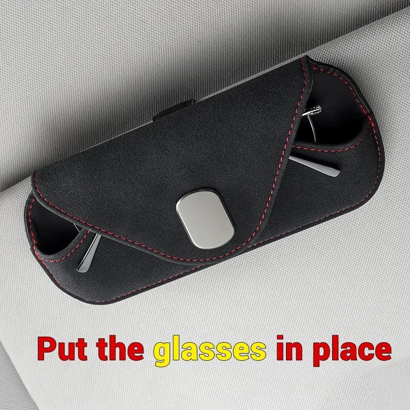 

1Pc Car Sun Visor Sunglasses Case Universal Auto Glasses Holder Box Suede Leather Storage Organizer