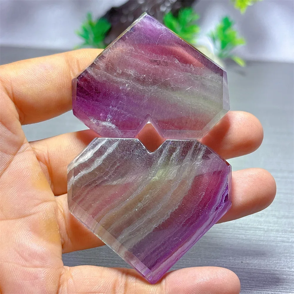 Rainbow Fluorite Heart Natural Crystal Lucky Quartz Stone Garden Reiki Gifts Healing Energy Love Home Decoritem Room Decor