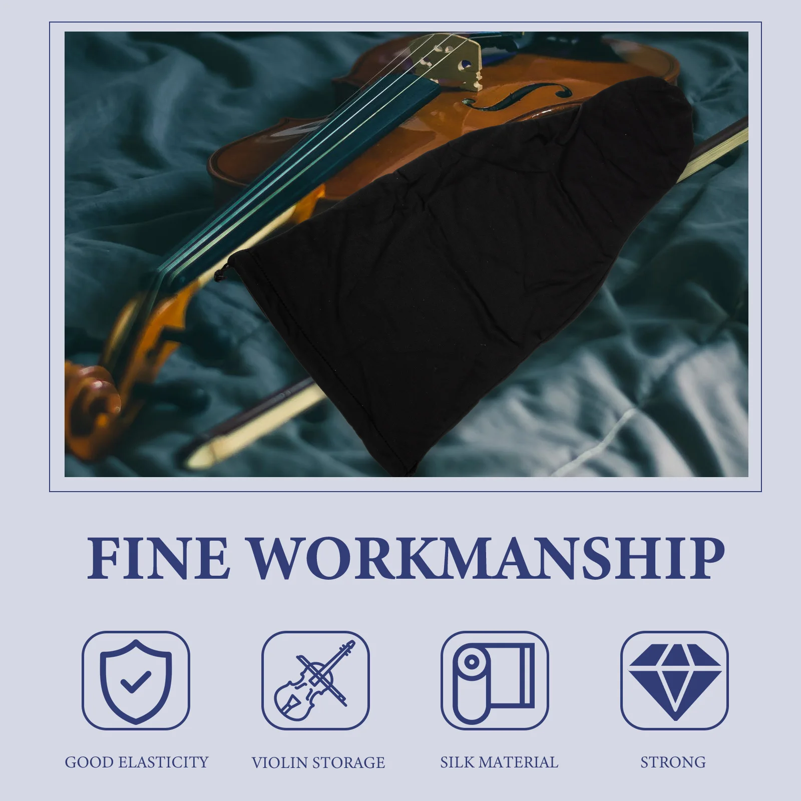 

Exquisite Black Elastic Violin Cover Dustproof Durable Practical Musical Instrument Accessory Easy Storage Foldable Violin Parts