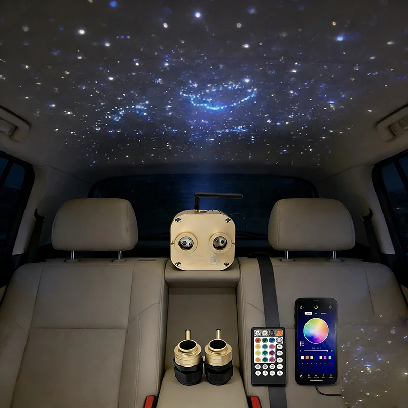Twinkle Fiber Light engine RF Optic Lighting Smart APP control Optic Cable Starry Effect Ceiling Double Heads Lights lamp Key