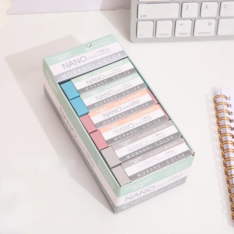 3 pcs New Morandi scrub student learning stationery solid color rectangle wipe clean eraser needed eraser