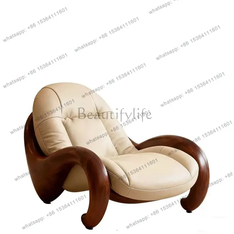 YJ new Chinese-style North American black walnut leisure chair living room single sofa chair solid wood