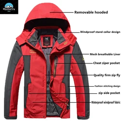 Men Retro Hiking Work Jacket Size 7xl 8xl Breathable Mesh Mens Outwear Jackets Waterproof Raincoat Male Softshell Windbreaker