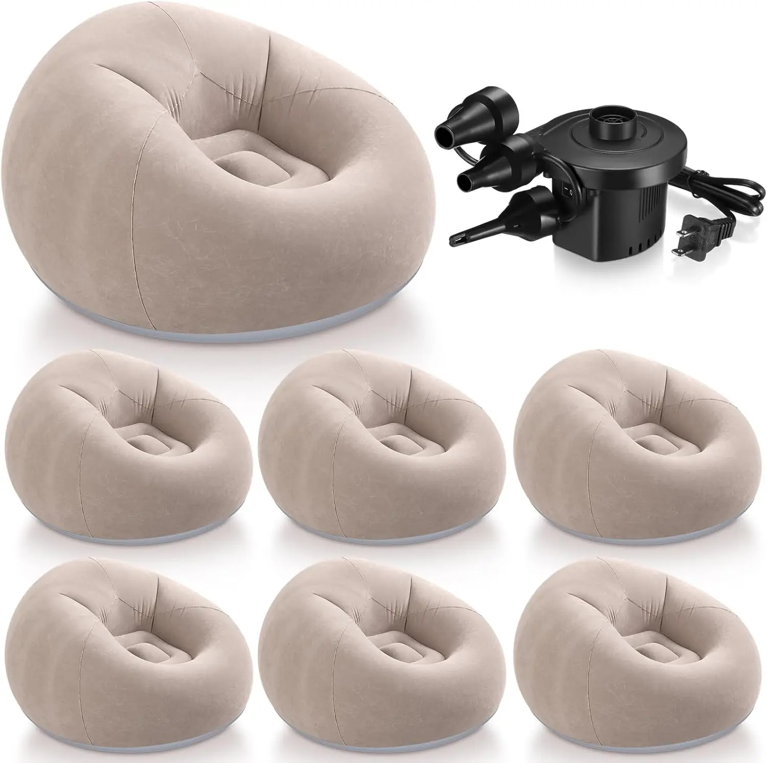 

6 Pcs Inflatable Bean Bag Chairs for Adults with Electric Air Pump, Blow up Couch Folding Portable Inflatable Couch Lazy Sofa