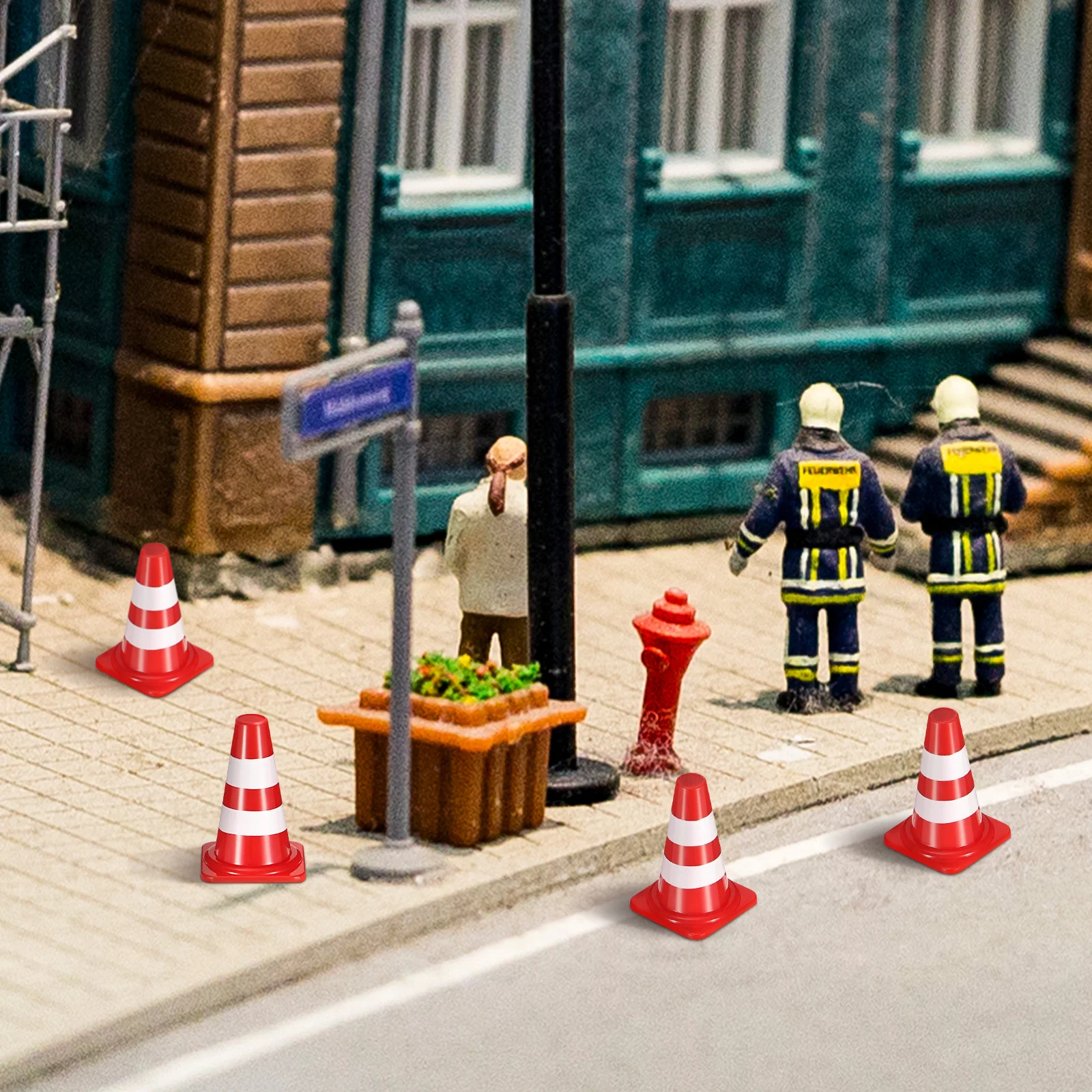 50 Pcs Roadblock Simulation Props Traffic Signs for Kids Mini Construction Toys Cones Parking Boy Safety