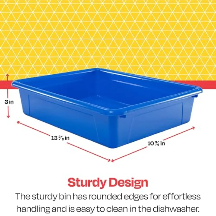 صينية تخزين بلاستيكية متينة ذكية للمدرسة، تصميم متعدد الوظائف للمنزل والفصول الدراسية والمزيد من حجم الحروف باللون الأزرق