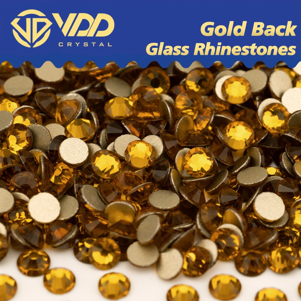 VDD 006 Topaz High Quality SS4-SS20 Glass Rhinestones Crystal Gold Flatback Strass Stones Diamond Nail Art Crafts Accessories