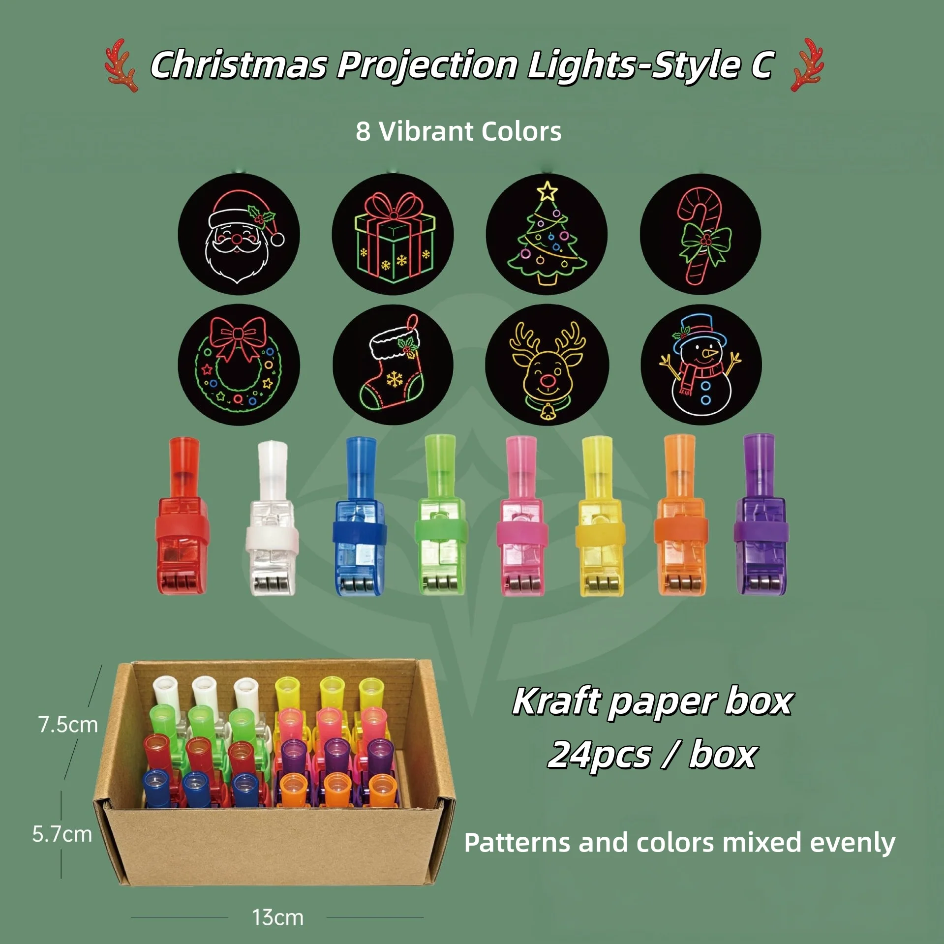 24pcs Christmas Projection Finger Lights LED Flash Finger Lamp Party Favors Random Pattern Xmas Stocking Stuffer Holiday Decor - view 5