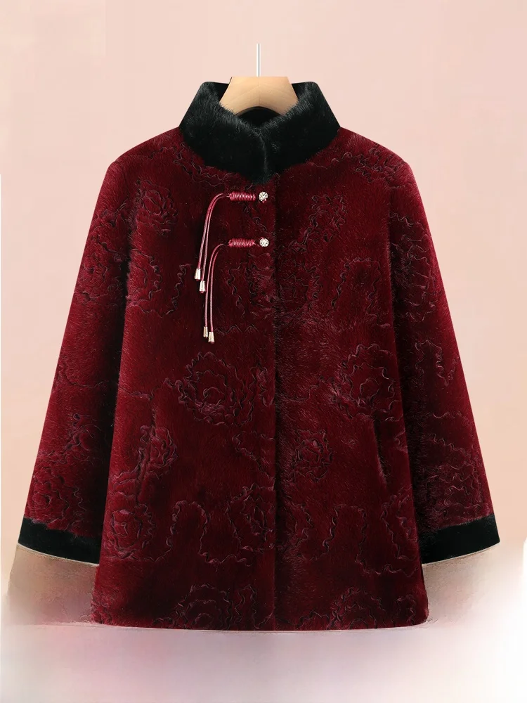 

Утепленное женское традиционное китайское зимнее пальто для женщин среднего и старшего возраста, теплое и комфортное.