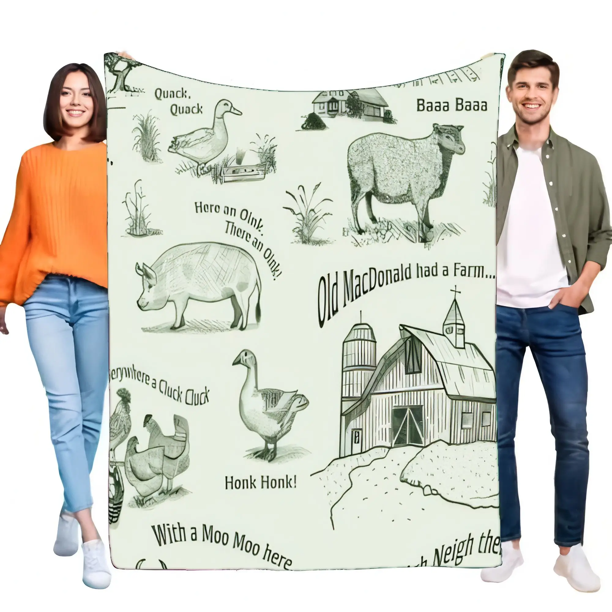 Manta antigua MacDonald tenía una granja, suave y acogedora para niños, guardería, rima, estampado Animal, manta de franela para cama, sofá, Gif de felpa ligero