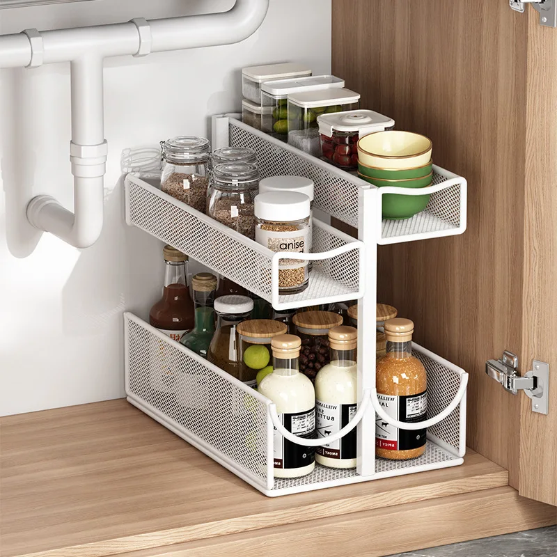 

Kitchen Organizer Shelf Pull Out Cabinet Organizer Mobile Shelves With Slide Rails Multipurpose Storage Rack Kitchen Accessories