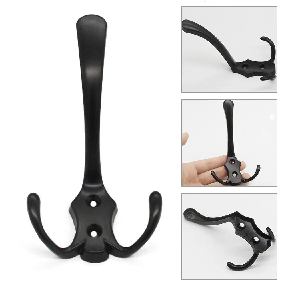 3 Hooks Coat Hook Wall Mounte Hooks Rack Zinc Alloy Robe Clothes Rack Hat Wall Hanger For Bedroom Clothes Entryway Furniture