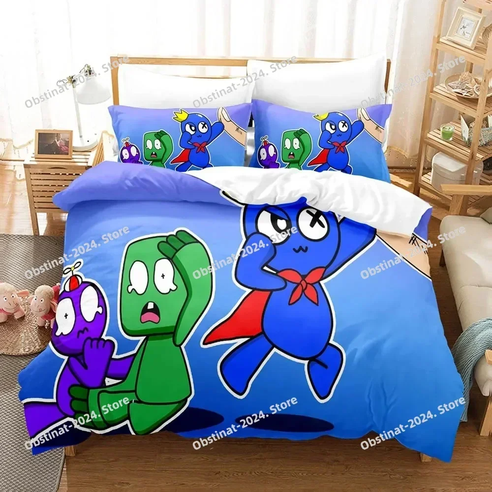 Rainbow Friends Pattern Quilt Cover Pillowcase Bedding Two or Three Piece Set Multi Size Comforter Set Duvet Cover Bedding Sets