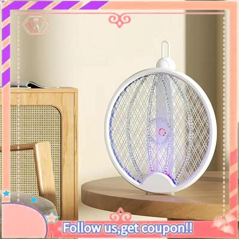 AT84-Outdoor Supplies Electric Fly Swatter Folding Intelligent Electric Fly Zapper Safe Portable Repeller Products For Indoor