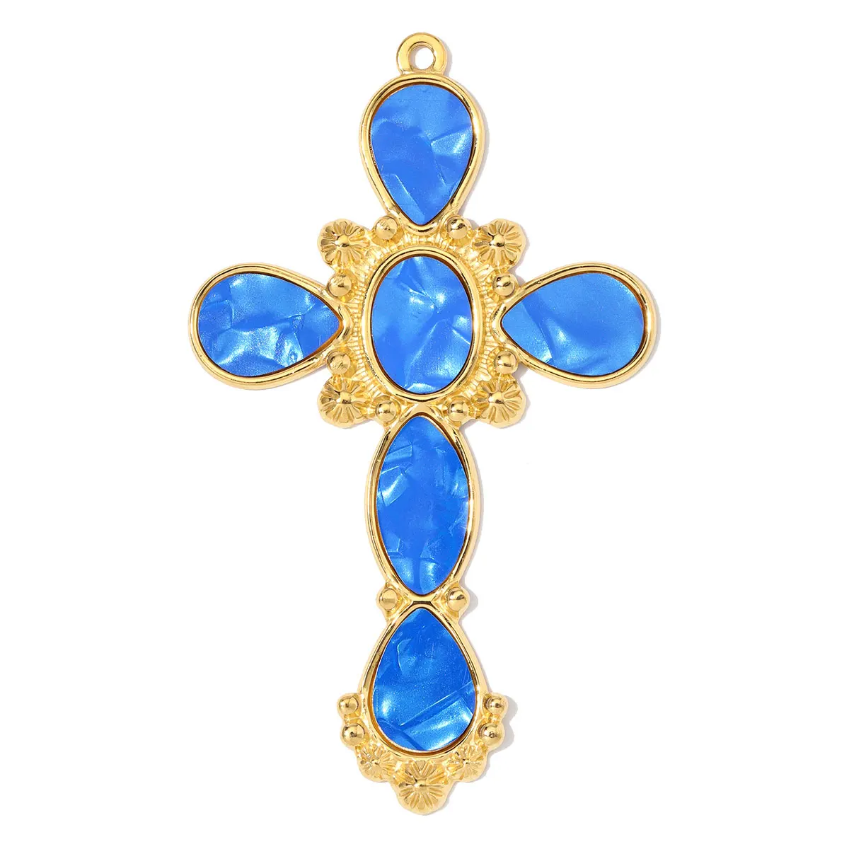 3pcs/Lot Stainless Steel Cross Sunburst Heart DIY Charms Howllow Enamel Love Necklace Pendants Woman Big Size Jewelry Wholesale