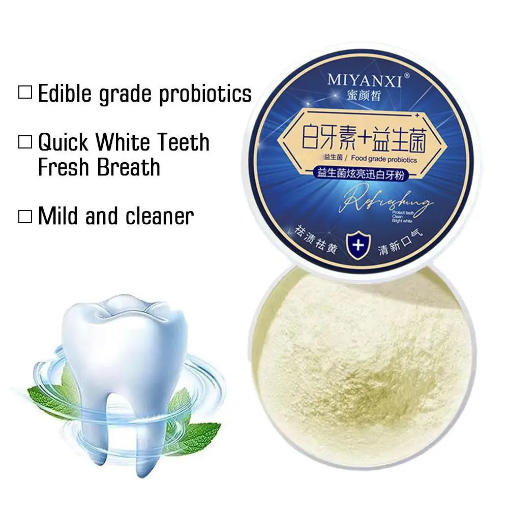 Pasta blanqueadora de dientes, polvo blanqueador de dientes, 50g, polvo probiótico activado para higiene bucal