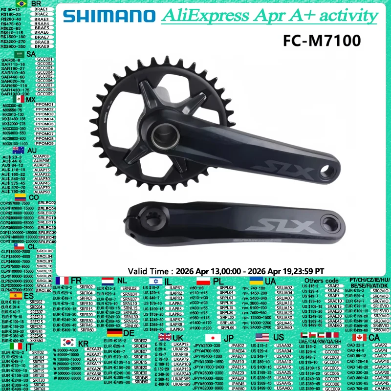 

SHIMANO SLX M7100 M7120 Crankset 12S MTB Bike 170mm 175mm Chainwheel M7100 30T M7100 32T 34T Bicycle Crankset Bike Cycling
