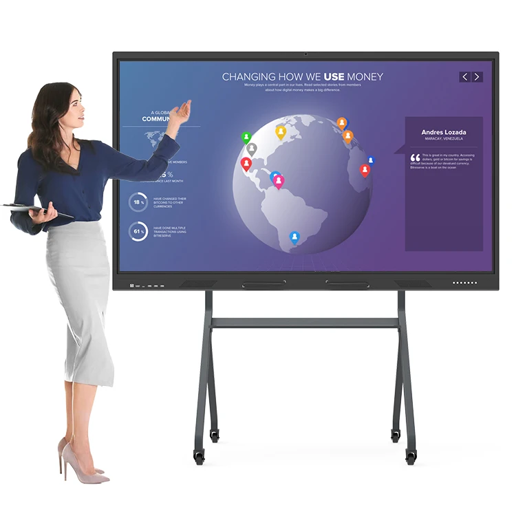 HUSHIDA OEM 55 65 75 86 100 Inch Interactive Flat Panel Multi Touch Screen Digital Whiteboard Smart Board For Education