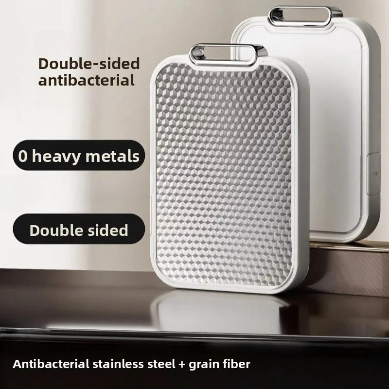 Double-Sided Antibacterial Cutting Board, 2-in-1 Stainless Steel & Food-Grade Chopping Board for Kitchen