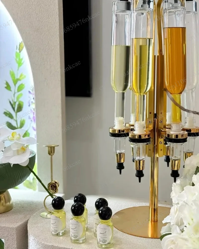 Gold Metal Essential Oil Display Dispenser 6/8/12 Head 500ml 750ml Luxury Wedding Decor Accessory