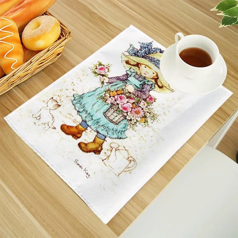 사라 케이 프린트 린넨 식탁 매트, 알파벳 주방 플레이스매트, 컵 받침 패드, 그릇 컵 매트, 30x40cm, 1 개, 4 개, 6 개, 8 개