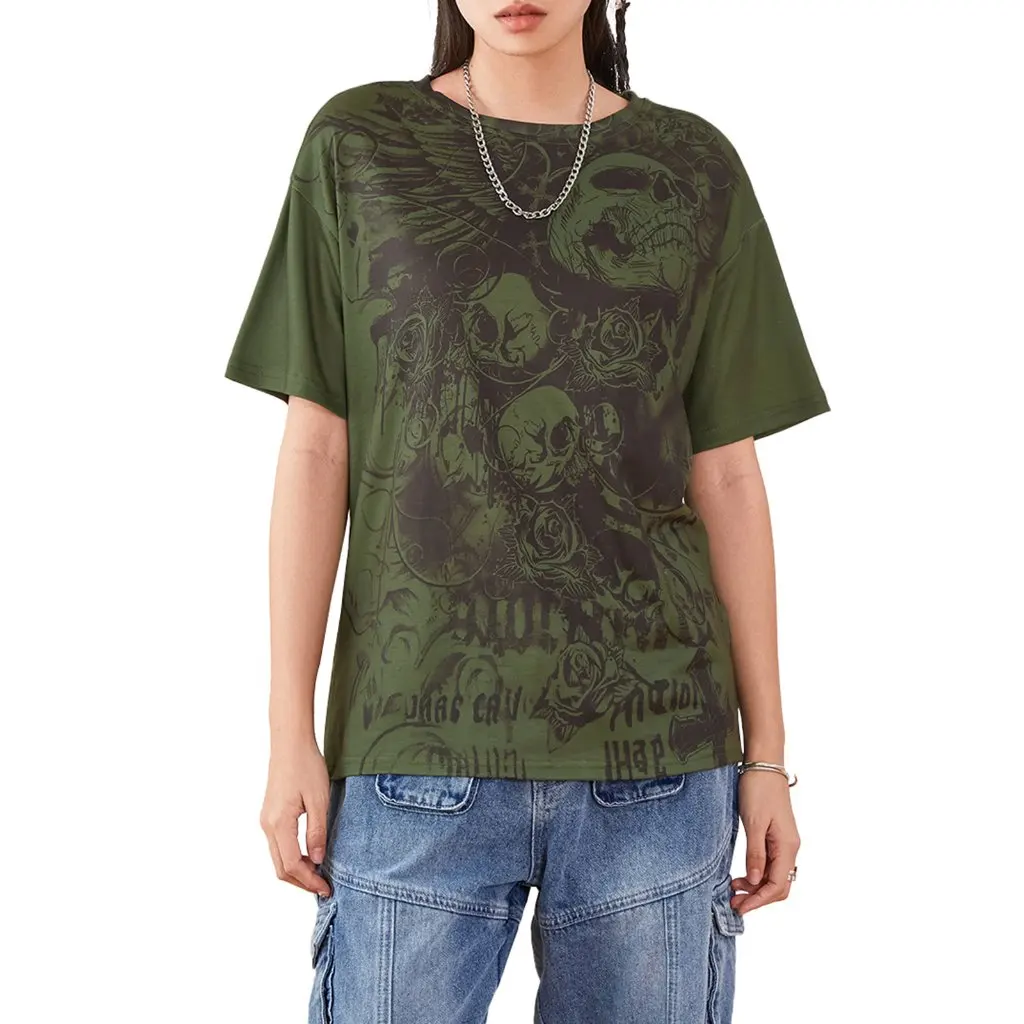 

Gothic Style Personalized Printed T-Shirt Loose Short Sleeve for Women European And American Fashion Streetwear