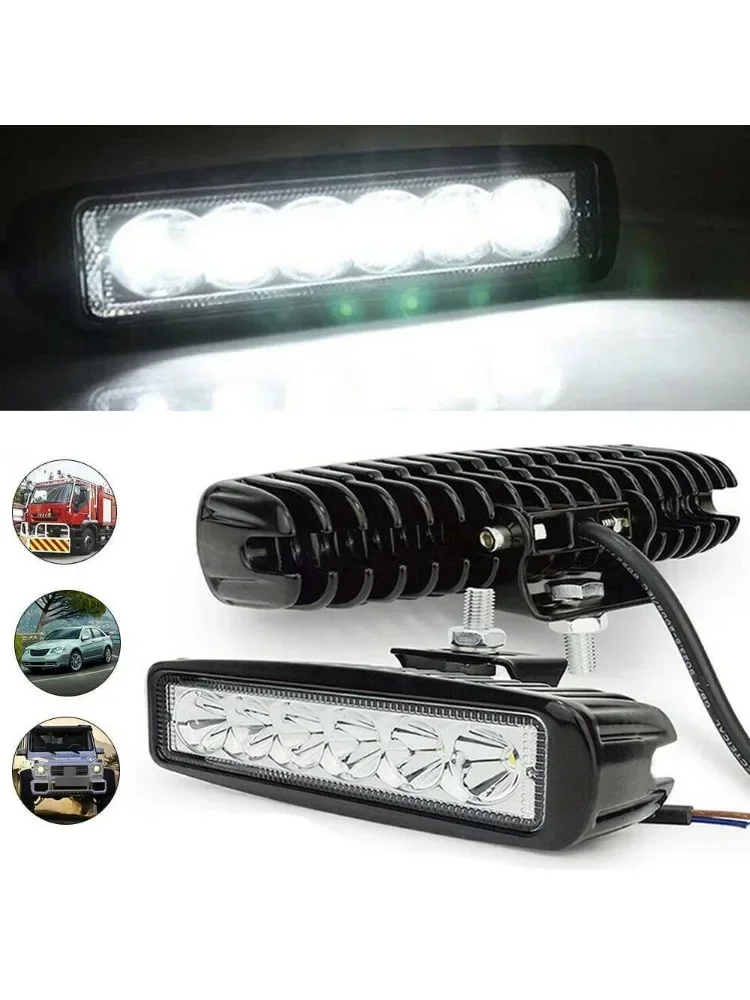 2PCS 18w 6 LED Car Work Light DRL Spotlight High Bright Waterproof Auto Offroad SUV Truck Headlights Driving Lamp 12V 24V 6000K