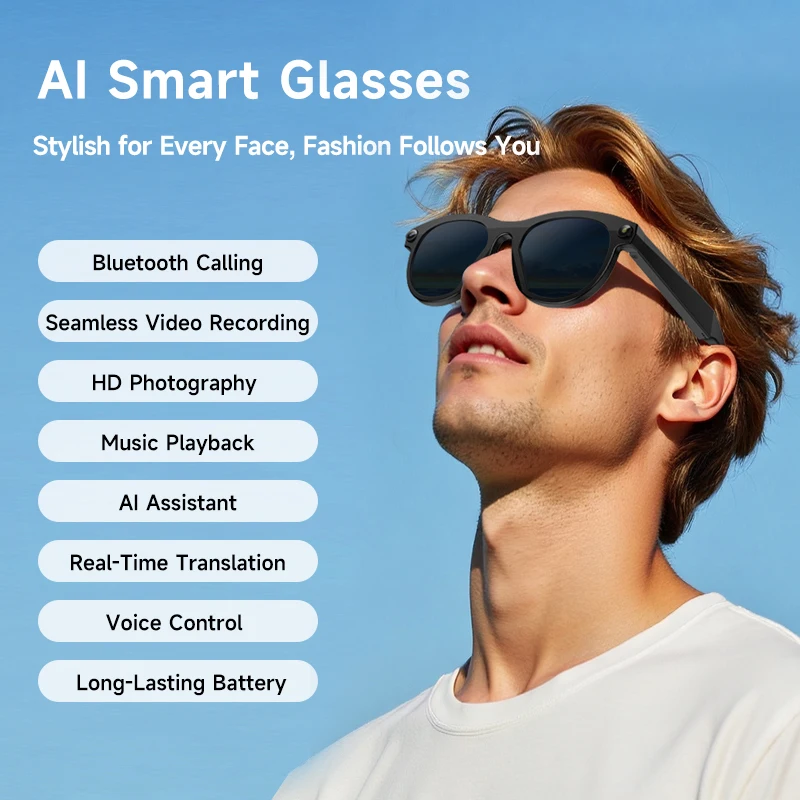 Lenovo  AI Smart Glasses 800W HD 4K Shooting Camera Photo Video Voice Call Translation Bluetooth AI Smart Glasses Upgrade 2026