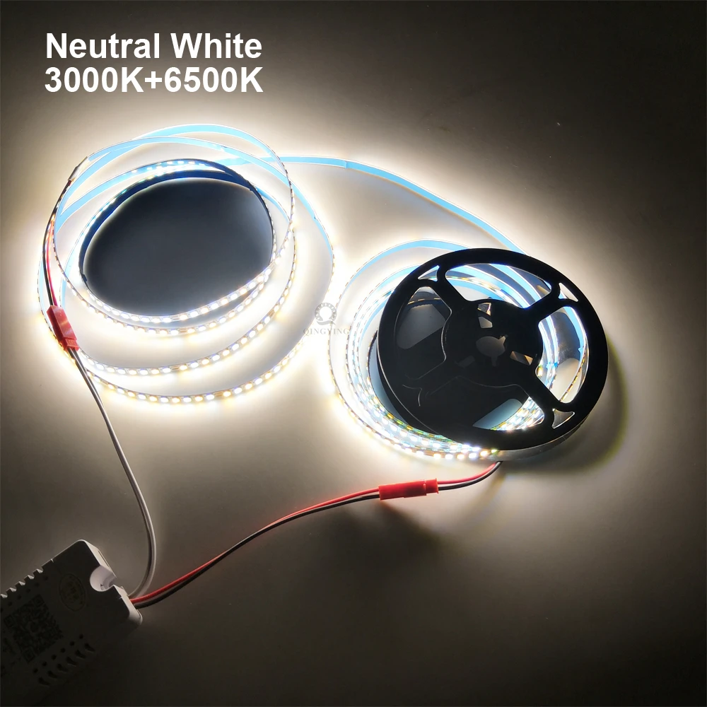 LED Strip SMD2835 200D/M 2Pin 3Pin 300mA Constant Current Fexible Light 3000K+6500K (51-60W)x2Colors For Indoor Chandelier Lamps