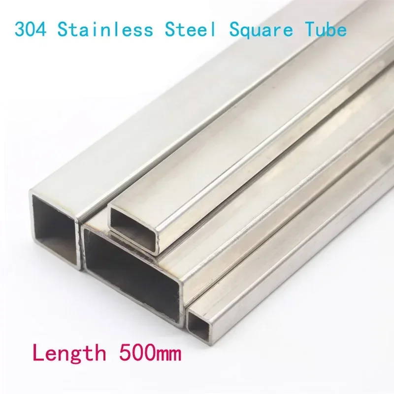 

Length 500mm 304 Stainless Steel Square Tube Rectangular Tube Stainless Steel Industrial Home DIY Metal Bracket Tube Flat Pipe