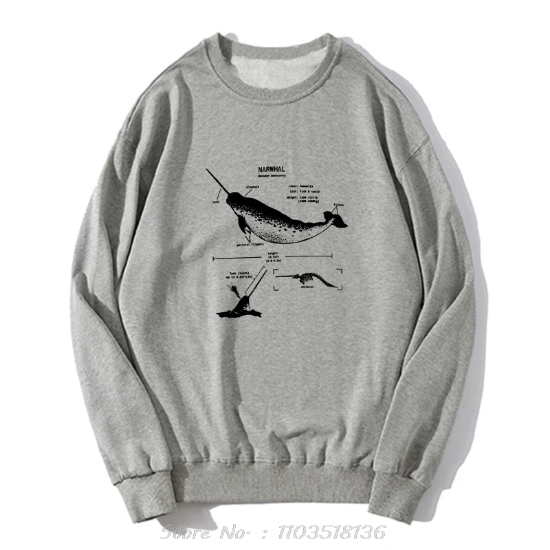 Eulalia Narwhal Whale Anatomy Biology Beach Biologis Hoodie Fashion Cotton Women Men Oversized Sweatshirt Clothing Streetwear